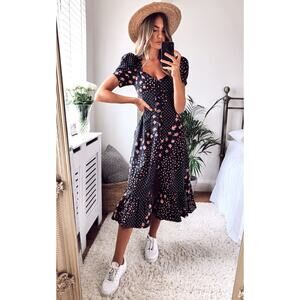 NWT For Love & Lemons Sz S CAMELLIA Midi Maxi Floral Paisley Dress